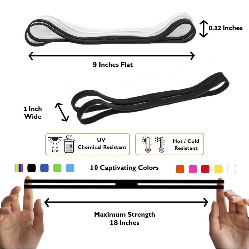 GRIFITI أشرطة مطاطية كبيرة قوية من GRIFITI Band Joes بتصميم X Cross مقاس 9" مسطحة 18" محيط 5.73" قطر 5 عبوات للطهي بالضغط، المكتب، الألغاز، ألعاب الطاولة، حرارة، برودة، UV، ملونة كبيرة ثقيلة، أشرطة مطاطية سيليكون عملاقة - Image 3